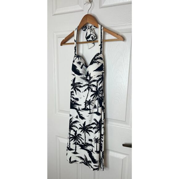 Tommy Bahama Black and White Palm Tree Print Halter Top Swim Beach Dress Size XS - Picture 3 of 7
